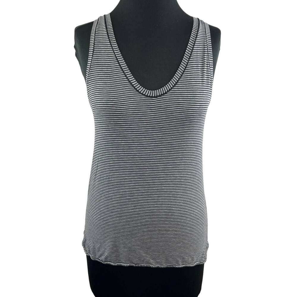 LULULEMON Black White Striped Sleeveless Scoop Neck Pullover Athletic Tank Top 4